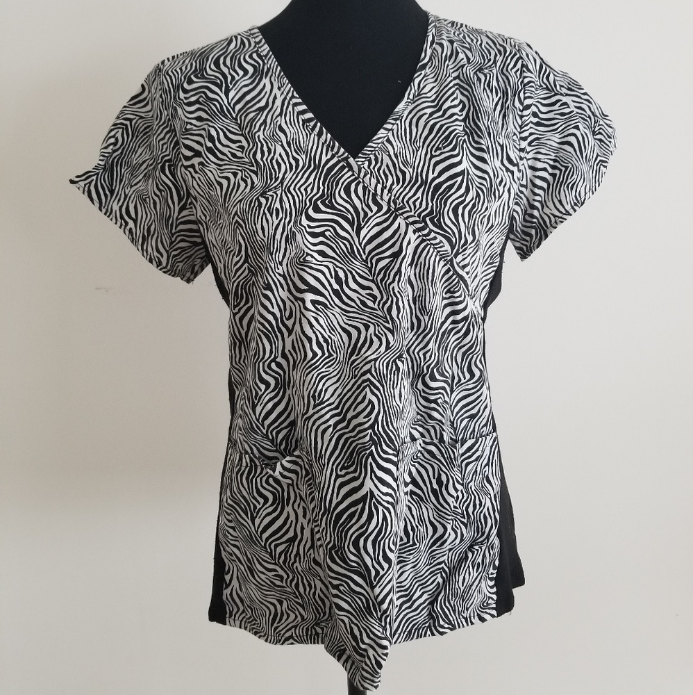 Zebra print scrub top